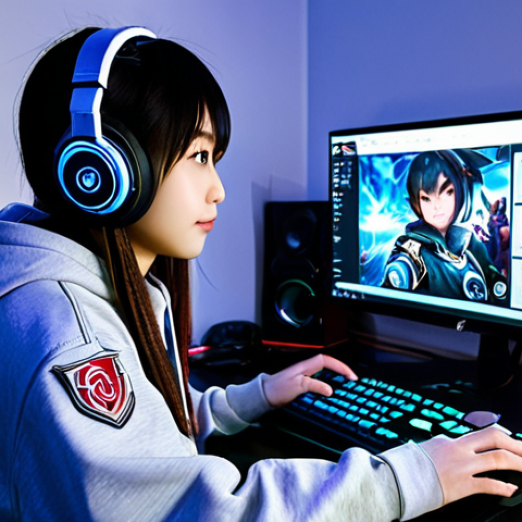 Aspiring eSports Gamer**

"A young Japanese woman, デスクに向かって集中, wearing a comfortable, stylish hoodie, fully clothed, playing League of Legends (LoL) on a high-end gaming PC. Her room is decorated with anime posters and gaming peripherals. Soft, natural lighting. Perfect anatomy, correct proportions, well-formed hands. Family-friendly, safe for work, appropriate content, professional, modest, high quality."

**