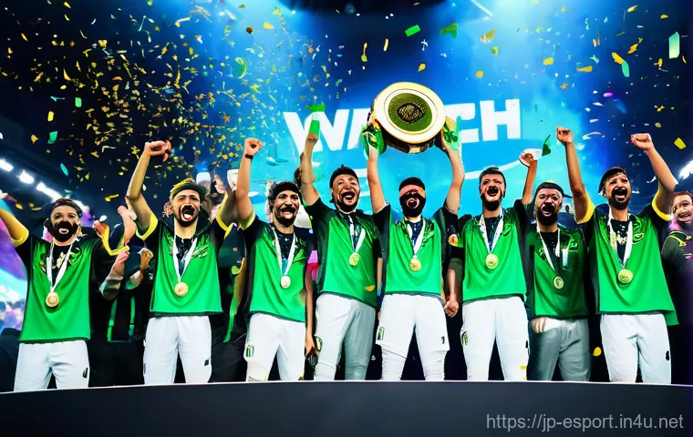 2023 오버워치 월드컵 예상 - **Prompt:** A vibrant, dynamic image capturing the jubilant Saudi Arabian "Twisted Minds" Overwatch ...