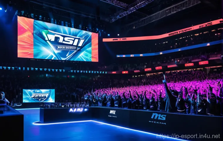 MSI와 롤드컵 차이점 - MSI: The Mid-Season Clash of Regions**

"A dynamic, wide-angle shot of a vibrant esports arena durin...