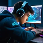 리그 오브 레전드 챌린저스 티어 - **Prompt 1: The Challenger's Path: Analyzing and Overcoming**
    A focused young male gamer, fully ...