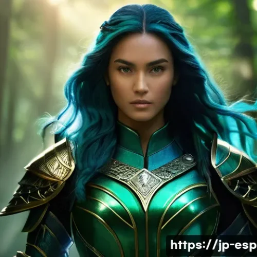 롤 신규 스킨 개발 스토리 - **Prompt for "Champion First" with Enhanced VFX:**
    "A majestic female warrior champion, with lon...