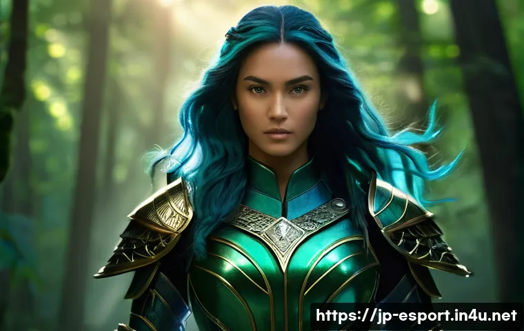 롤 신규 스킨 개발 스토리 - **Prompt for "Champion First" with Enhanced VFX:**
    "A majestic female warrior champion, with lon...