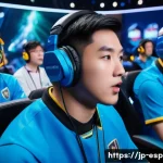 롤드컵 명장면 제작 과정 - A dynamic esports tournament scene featuring multiple camera angles capturing intense moments of a L...