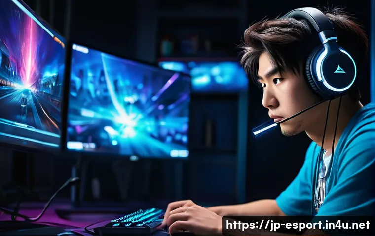 LOL 서버 안정화 문제 - A detailed digital illustration of a Japanese gamer playing League of Legends intensely during peak ...