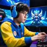 LOL 서머 시즌 일정 - A dynamic esports scene featuring a young mid-laner from a rising star team in an intense League of ...