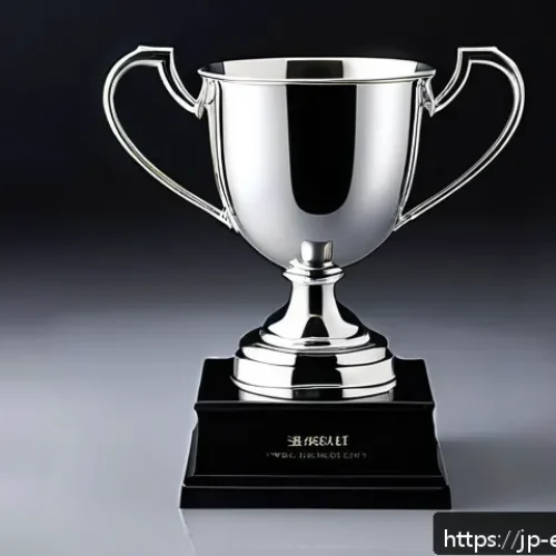 롤드컵 역대 트로피 디자인 - A sleek and elegant silver trophy cup symbolizing pure victory and glory, crafted from polished silv...