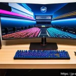 e스포츠 전용 PC 구성 - A modern esports gaming setup in a sleek Japanese-style room featuring a high-end PC with an Intel C...