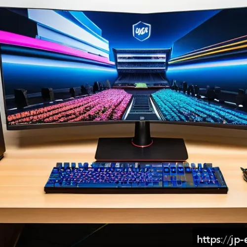 e스포츠 전용 PC 구성 - A modern esports gaming setup in a sleek Japanese-style room featuring a high-end PC with an Intel C...