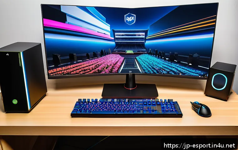e스포츠 전용 PC 구성 - A modern esports gaming setup in a sleek Japanese-style room featuring a high-end PC with an Intel C...